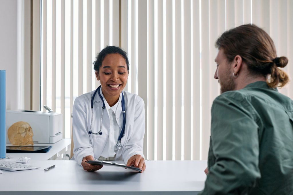 Person reviewing healthcare information